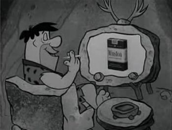 Fred Flintstone smokes a Winston