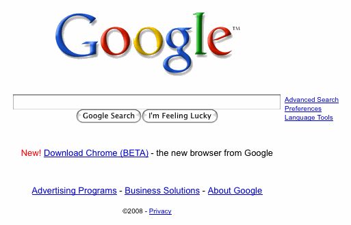 Google Chrome Promoted On Google.com