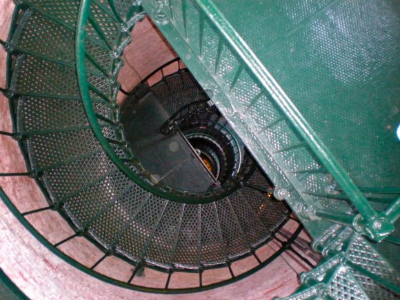 Looking down the spiral staircase of Currituck Beach Lighthouse.